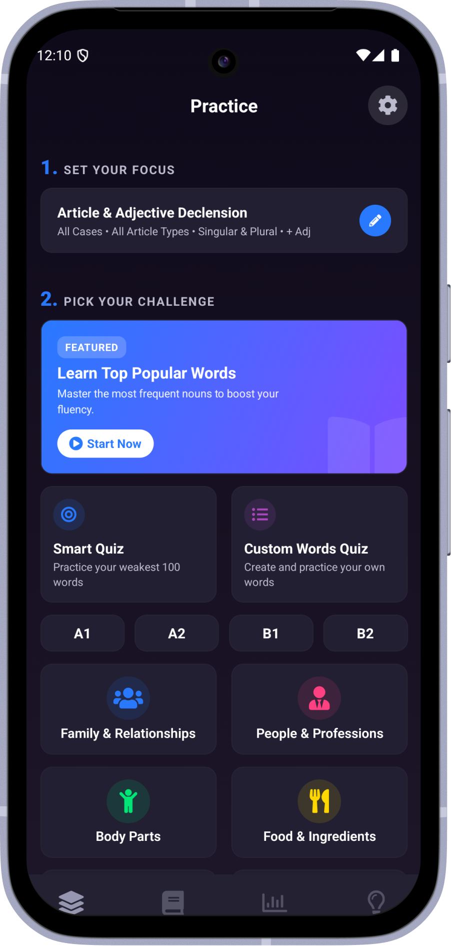 Der Artikel app — quiz screen
